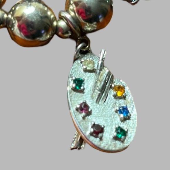 Vintage Monet Bracelet Rare with Charms Silver Tone Signed - Picture 11 of 14